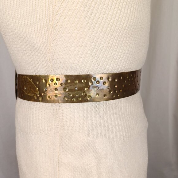 Vintage Hammered Brass Bow Belt, 24 - 32\